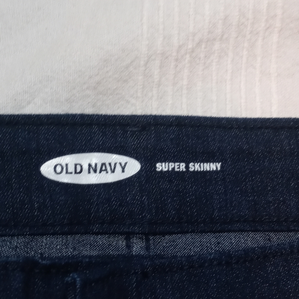 NWT OLD NAVY SUPER SKINNY JEANS WOMENS 16 PETITE MID RISE PANTS DARK BLUE - Picture 3 of 5